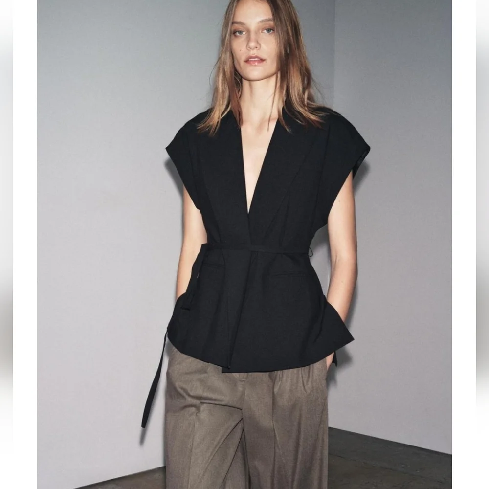Zara Belted Wrap Vest Size S M L